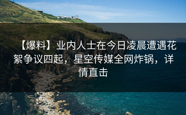 【爆料】业内人士在今日凌晨遭遇花絮争议四起，星空传媒全网炸锅，详情直击