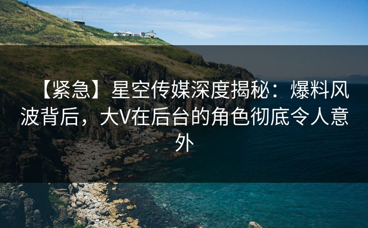 【紧急】星空传媒深度揭秘：爆料风波背后，大V在后台的角色彻底令人意外