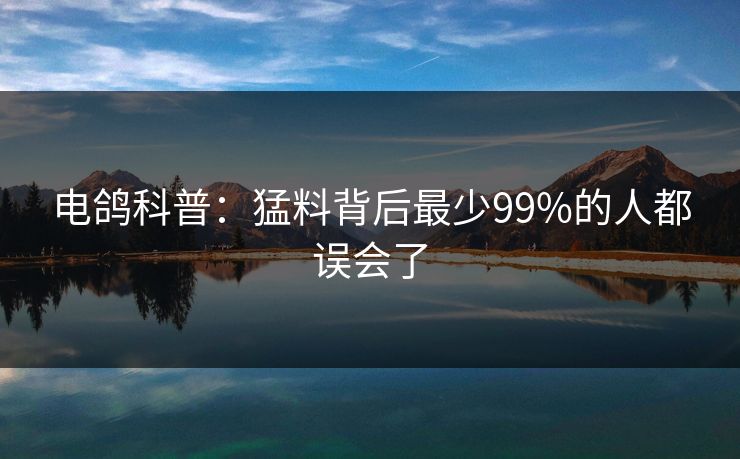电鸽科普：猛料背后最少99%的人都误会了