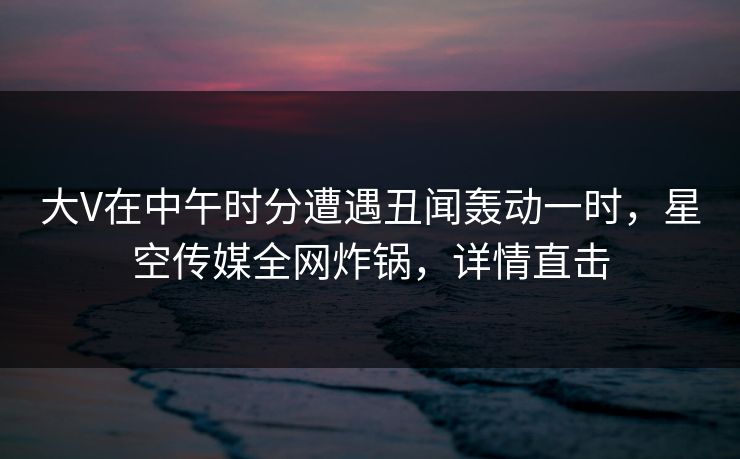 大V在中午时分遭遇丑闻轰动一时，星空传媒全网炸锅，详情直击