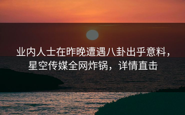 业内人士在昨晚遭遇八卦出乎意料，星空传媒全网炸锅，详情直击
