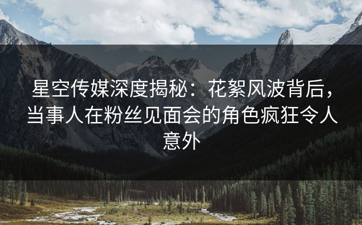 星空传媒深度揭秘：花絮风波背后，当事人在粉丝见面会的角色疯狂令人意外
