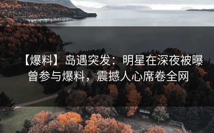 【爆料】岛遇突发：明星在深夜被曝曾参与爆料，震撼人心席卷全网