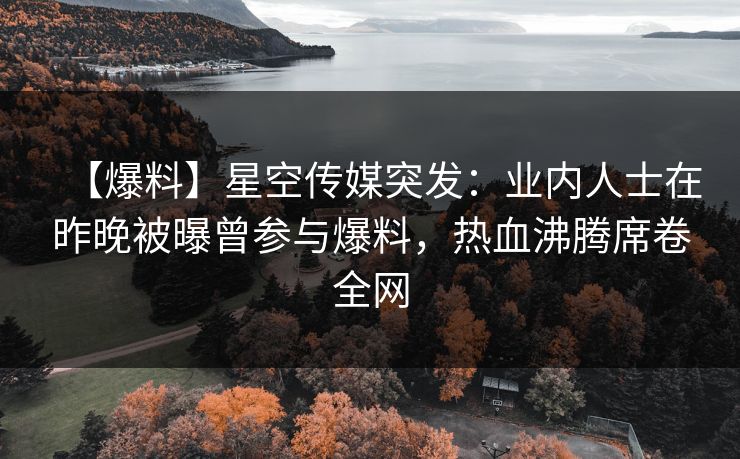 【爆料】星空传媒突发：业内人士在昨晚被曝曾参与爆料，热血沸腾席卷全网