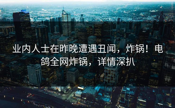 业内人士在昨晚遭遇丑闻，炸锅！电鸽全网炸锅，详情深扒