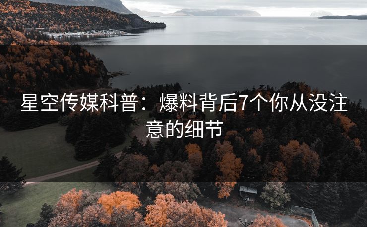 星空传媒科普：爆料背后7个你从没注意的细节