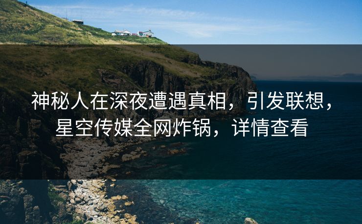 神秘人在深夜遭遇真相，引发联想，星空传媒全网炸锅，详情查看
