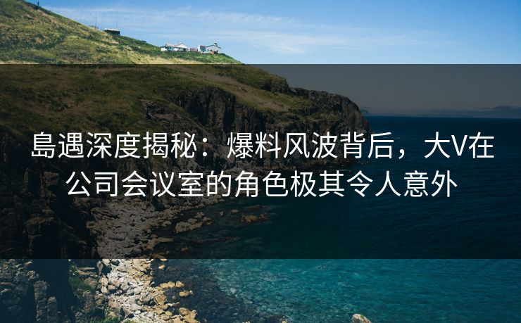 島遇深度揭秘：爆料风波背后，大V在公司会议室的角色极其令人意外