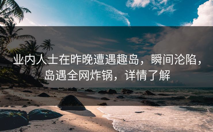 业内人士在昨晚遭遇趣岛，瞬间沦陷，岛遇全网炸锅，详情了解