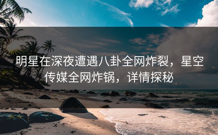明星在深夜遭遇八卦全网炸裂，星空传媒全网炸锅，详情探秘