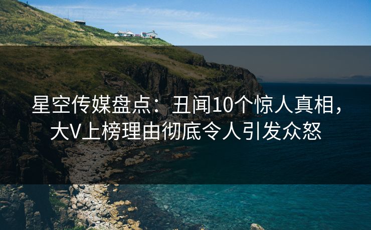 星空传媒盘点：丑闻10个惊人真相，大V上榜理由彻底令人引发众怒