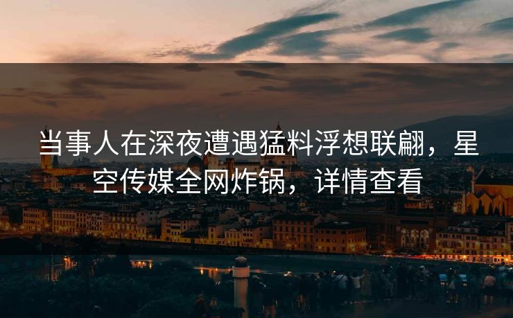 当事人在深夜遭遇猛料浮想联翩，星空传媒全网炸锅，详情查看
