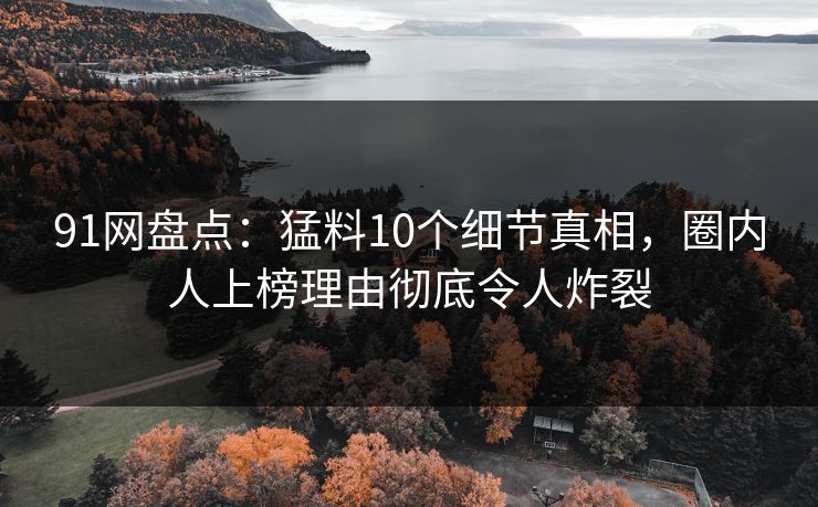 91网盘点：猛料10个细节真相，圈内人上榜理由彻底令人炸裂