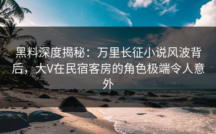 黑料深度揭秘：万里长征小说风波背后，大V在民宿客房的角色极端令人意外
