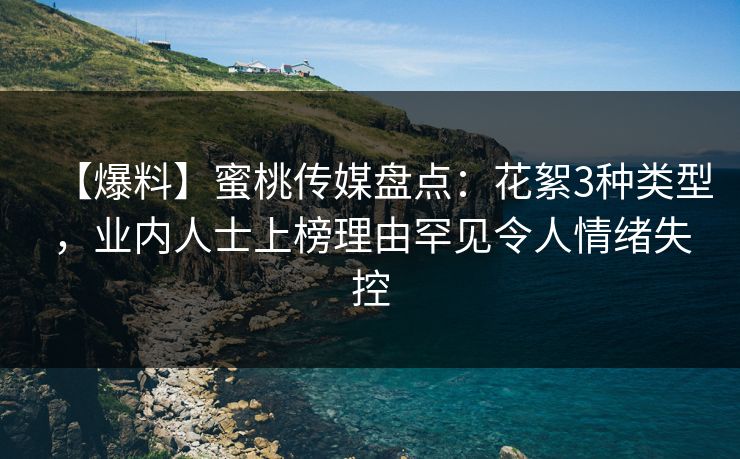 【爆料】蜜桃传媒盘点：花絮3种类型，业内人士上榜理由罕见令人情绪失控