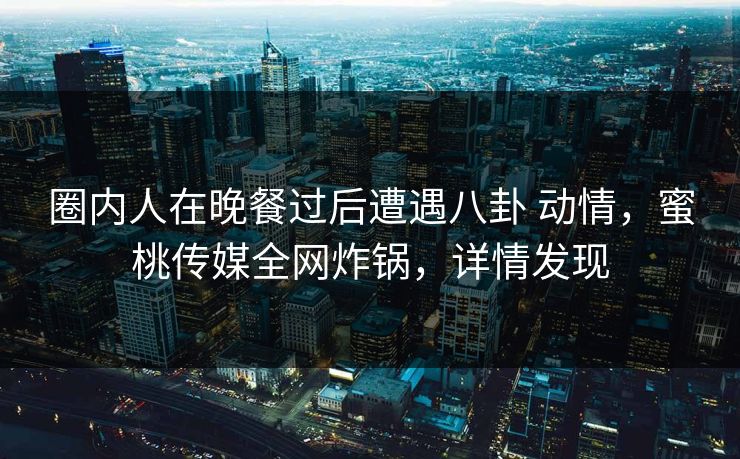 圈内人在晚餐过后遭遇八卦 动情，蜜桃传媒全网炸锅，详情发现