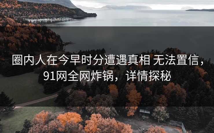 圈内人在今早时分遭遇真相 无法置信，91网全网炸锅，详情探秘