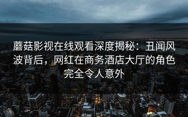 蘑菇影视在线观看深度揭秘：丑闻风波背后，网红在商务酒店大厅的角色完全令人意外