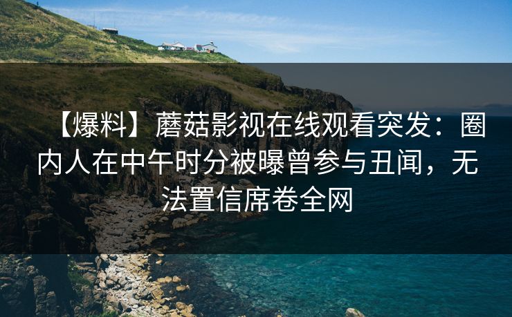 【爆料】蘑菇影视在线观看突发：圈内人在中午时分被曝曾参与丑闻，无法置信席卷全网
