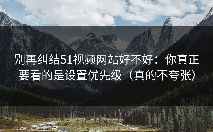 别再纠结51视频网站好不好：你真正要看的是设置优先级（真的不夸张）