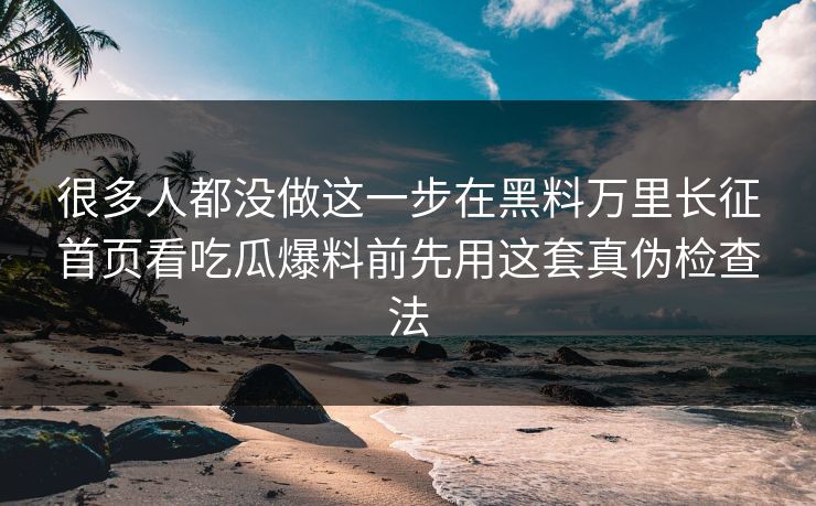 很多人都没做这一步在黑料万里长征首页看吃瓜爆料前先用这套真伪检查法