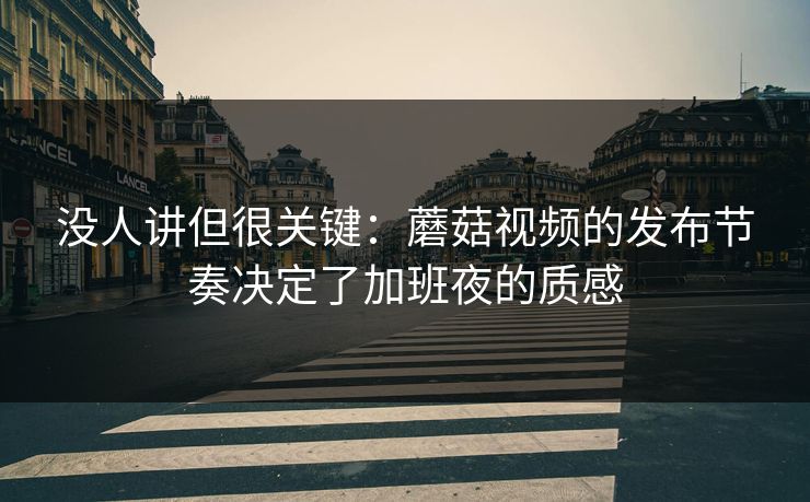 没人讲但很关键：蘑菇视频的发布节奏决定了加班夜的质感